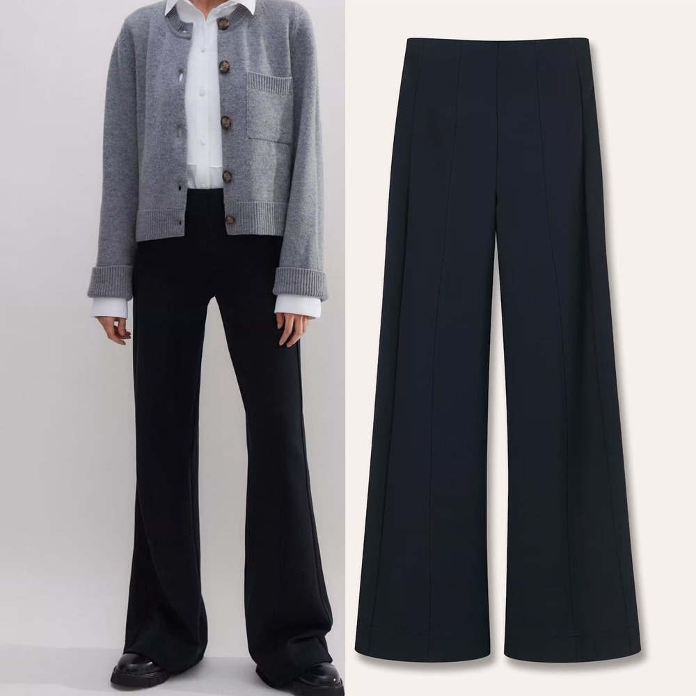 ME+EM Kick Flare Ponte Jersey Travel Tailoring Pants Navy Blue Womens Size 10